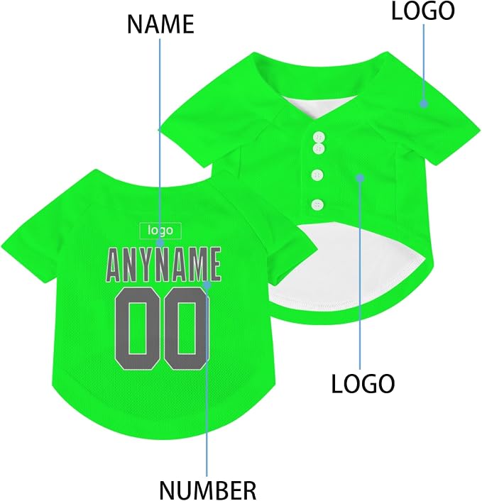 Custom Pet Dog Baseball Jersey Personalized Dog&Cat Jersey Printed Text Logo - Image 4