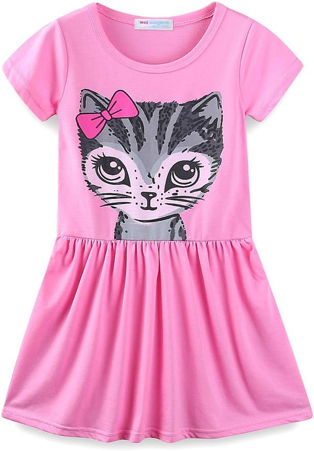 Mud Kingdom Little Girls Dresses Cotton Summer Holiday Cute Cat Dress Short by MudKingdom