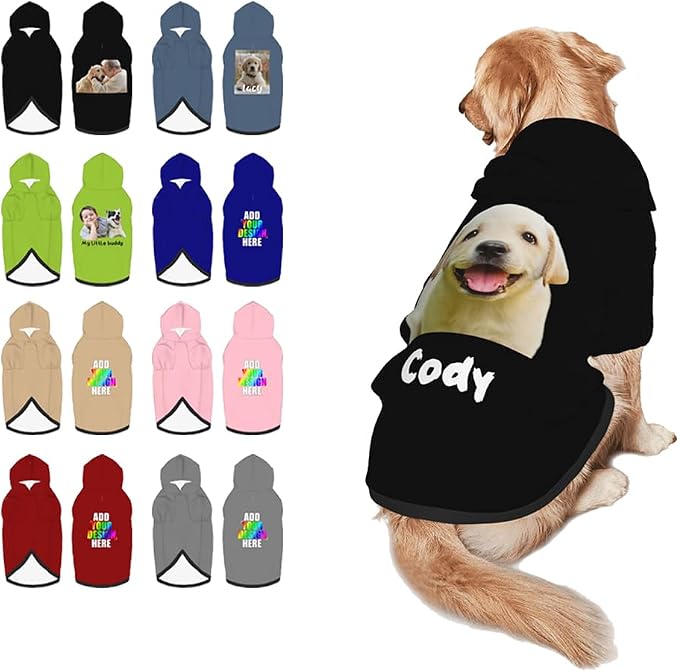 Custom Dog Hoodie with Text Photo, Personalized Pet Clothes Sweatshirt by KMITBPN