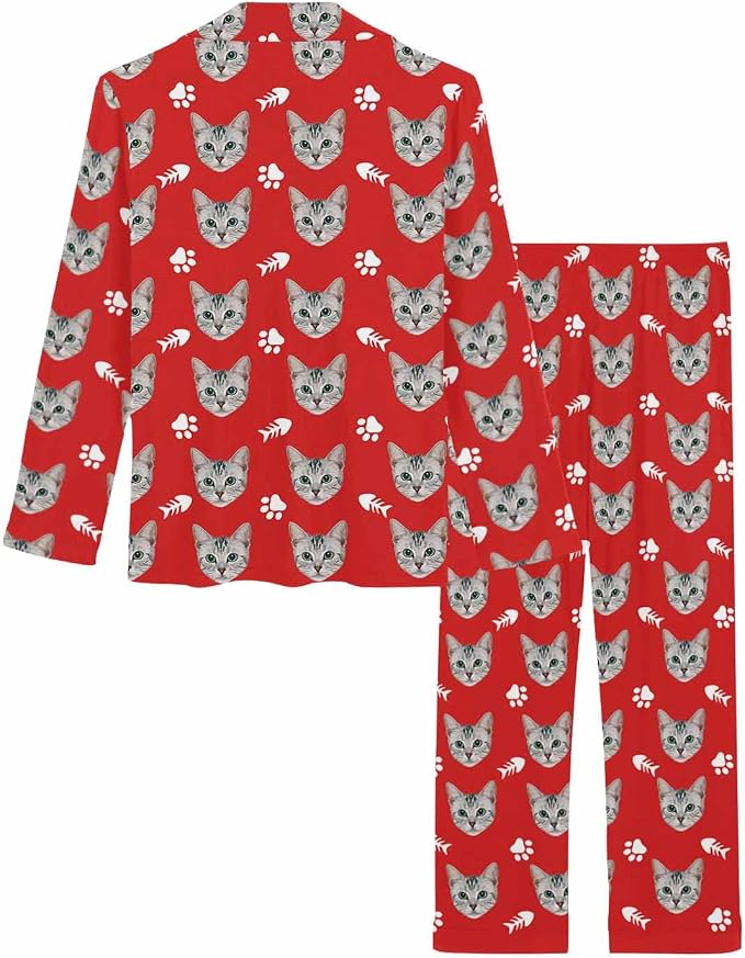 MyPupSocks Custom Face Pajamas for Women Set, Personalized Photo Long Sleepwear - Image 4