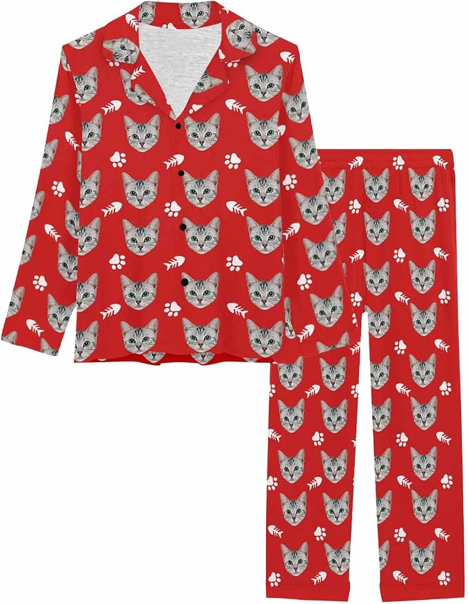 MyPupSocks Custom Face Pajamas for Women Set, Personalized Photo Long Sleepwear - Image 3