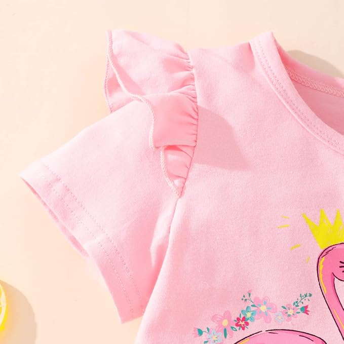 Akyzic Little Girl Skirt Outfit Two Piece Spring Summer Outfit Butterfly Dress - Image 5
