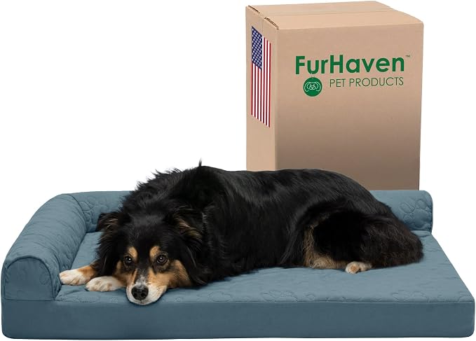 Furhaven Cooling Gel Dog Bed for Large/Medium Dogs w/ Removable Bolsters & by FurHaven