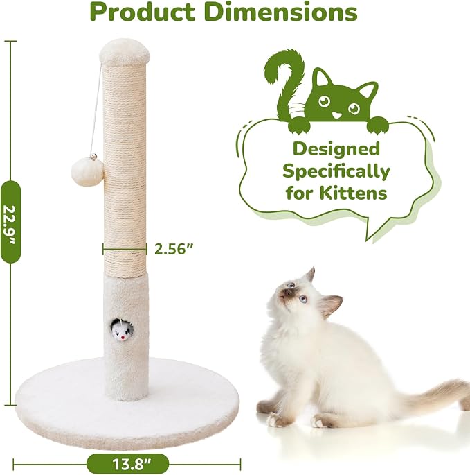 Cat Scratching Post for Kitten, 23in Tall Cute Small Cat Scratching Post - Image 2