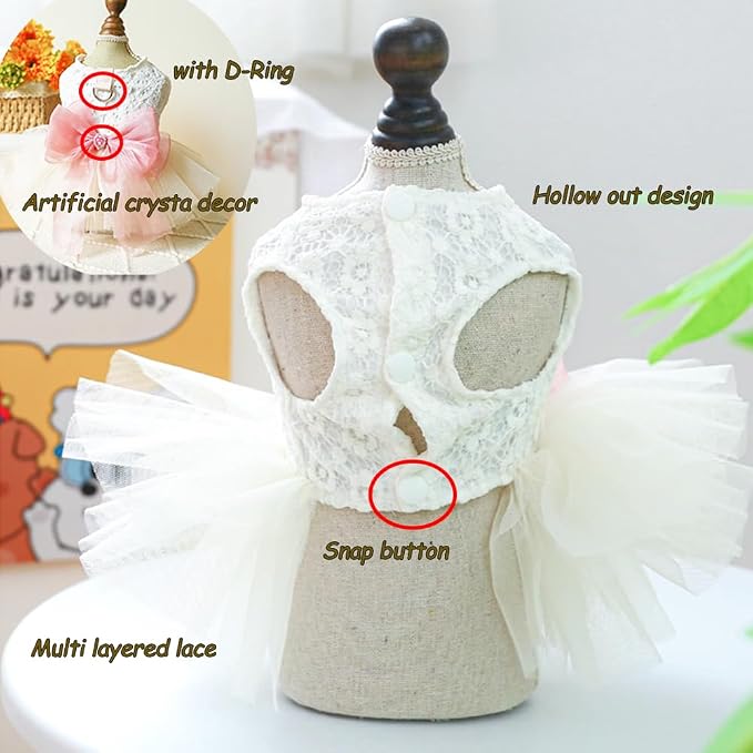 White Small Dog Wedding Dress - Image 4