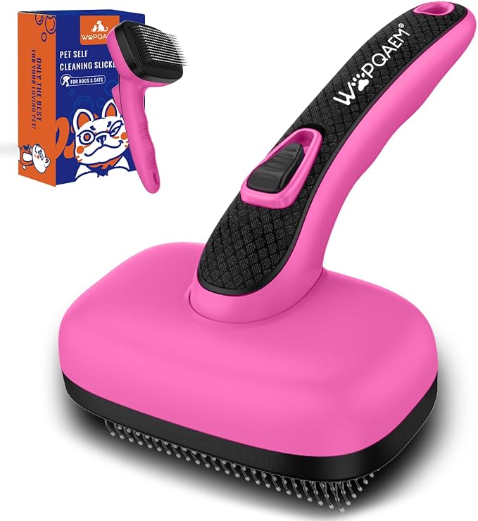 Self Cleaning Slicker Brush for Dog, Skin Friendly Shedding & Grooming Tool for by WOPQAEM%C2%AE