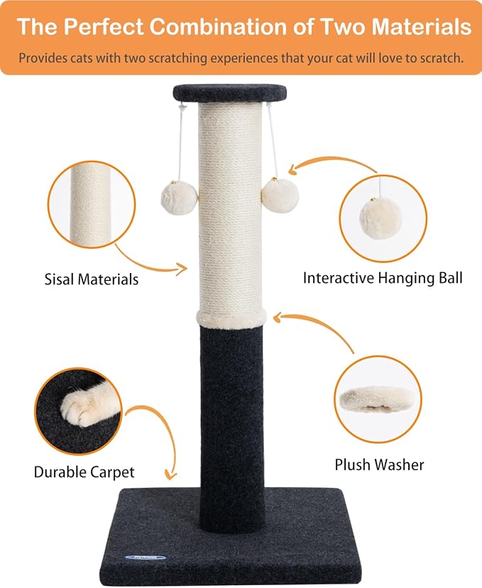 34-Inch Tall Cat Scratching Post - Image 3