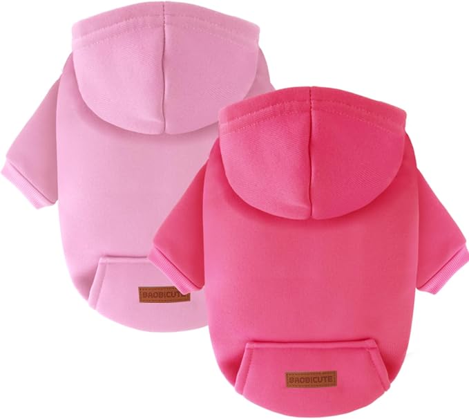2 Pack Dog Hoodie Warm Hood Dog Sweater Cold Weather Small Dogs Sweatshirt by BAOBICUTE