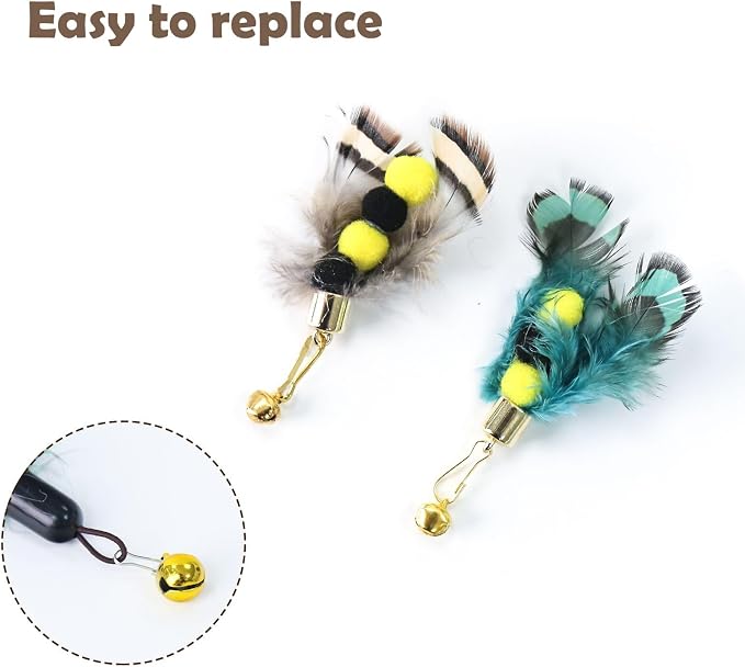 Cat Insect Feather Toys Replacement Cat Toy Wand Refills, 6 Pieces Natural - Image 3