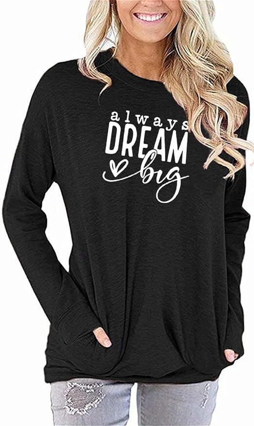 Akihoo Womens Casual Long Sleeve Tunic Tops Crew Neck Shirt Blouses - Image 3