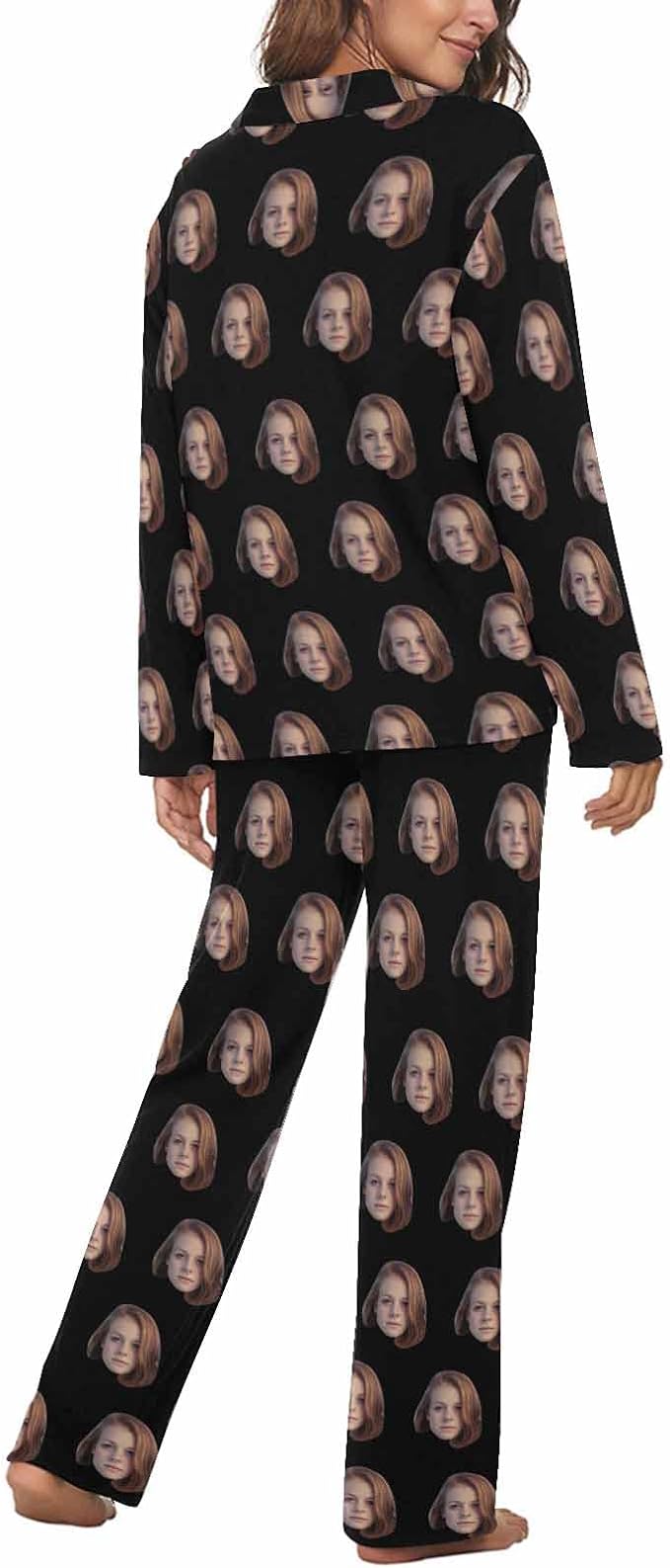 MyPupSocks Custom Face Pajamas for Women Set, Personalized Photo Long Sleepwear - Image 2
