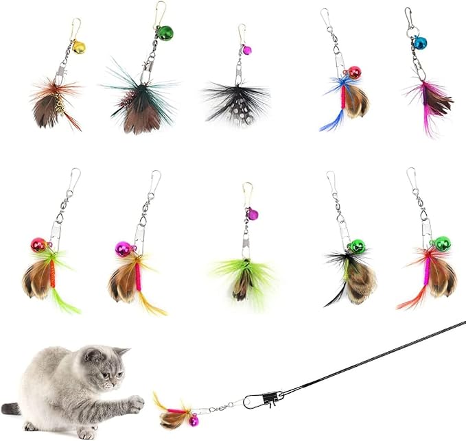Cat Insect Feather Toys Replacement Cat Toy Wand Refills, 10 Pieces Mini Insect by WelcometoHokoad
