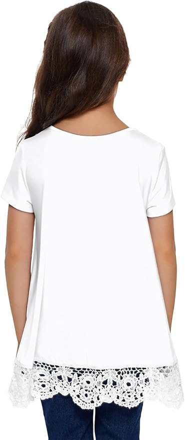 storeofbaby Girls Casual Tunic Tops Short Sleeve Loose Soft Blouse T-Shirt - Image 5