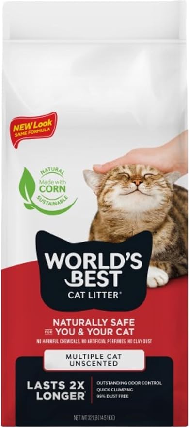 WORLD'S BEST CAT LITTER Multiple Cat Unscented, 32-Pounds by WorldsBestCatLitter