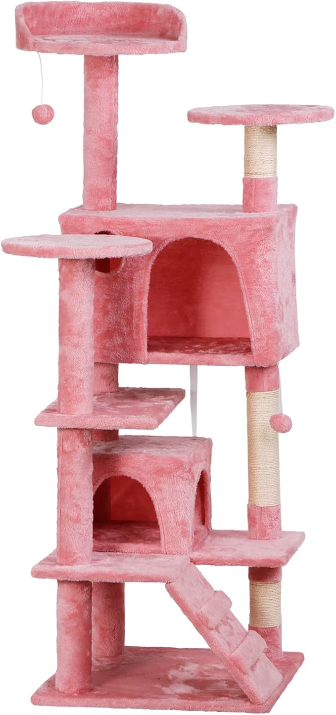 ZENY 54 Inch Cat Tree, Pet Furniture in Pink by ZENY