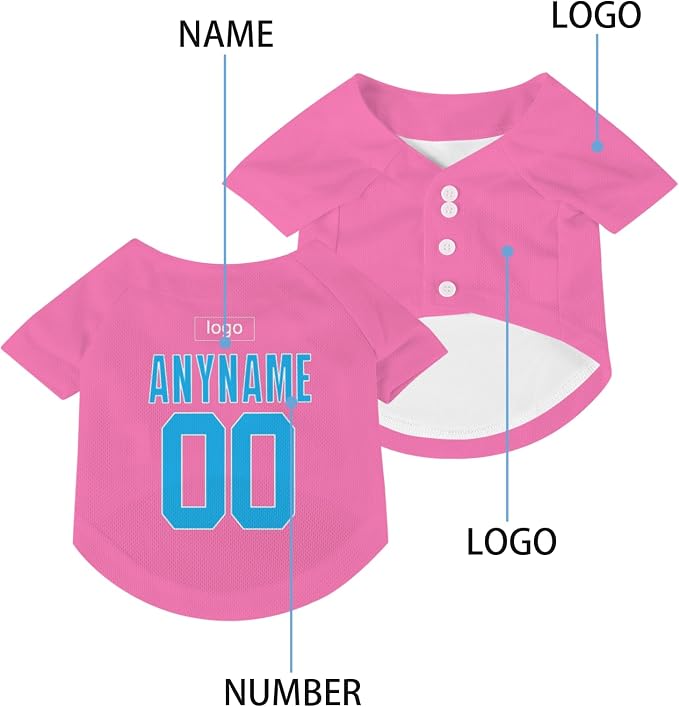 Custom Pet Dog Baseball Jersey Personalized Dog&Cat Jersey Printed Text Logo - Image 4