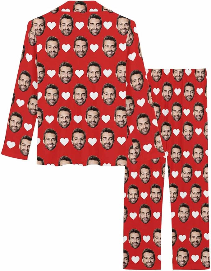 MyPupSocks Custom Face Pajamas for Women Set, Personalized Photo Long Sleepwear - Image 4