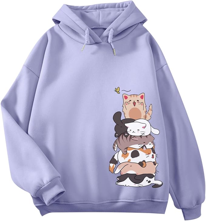 Tuislay Cute Cat Graphic Hoodies by TUISLAY