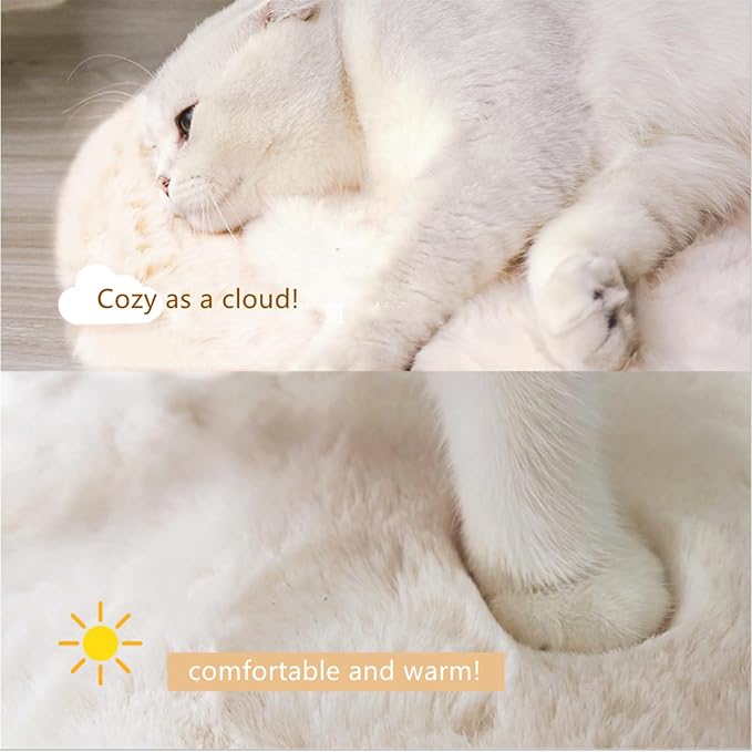 SHENGOCASE 2-Pack Round Faux Rabbit Fur Pet Bed Cushion Pad, 23.6 Inch - Image 3