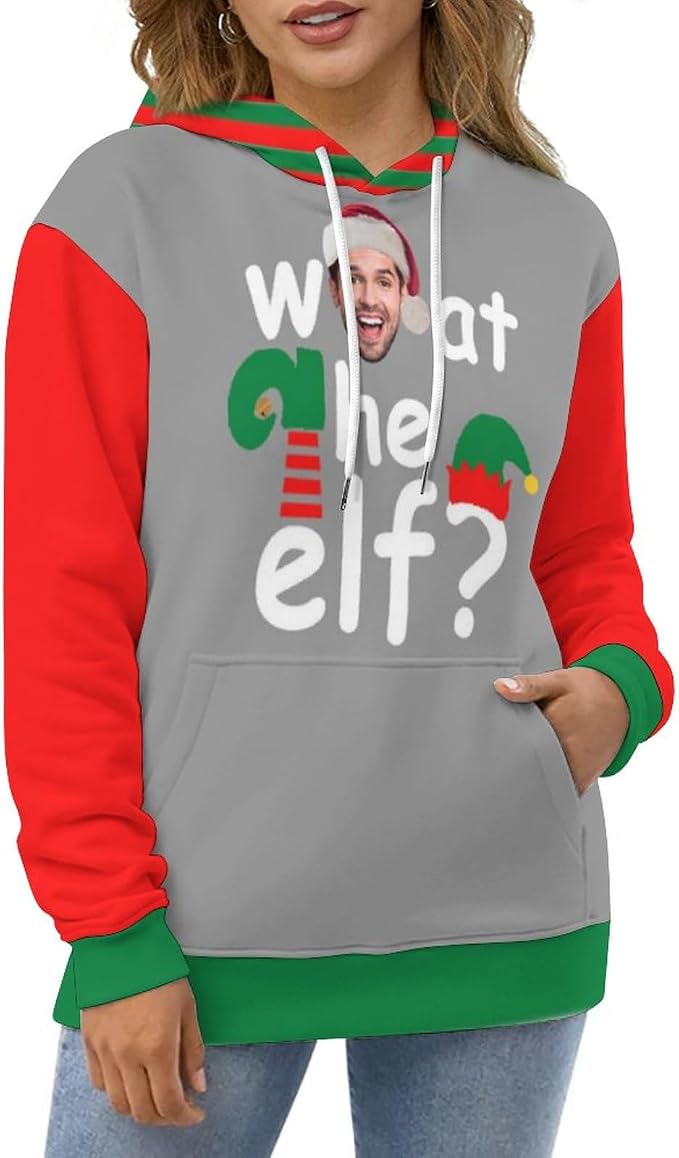 Artsadd Custom Face Unisex athletic Pockets Sweatshirt Loose Hoodie Custom - Image 4