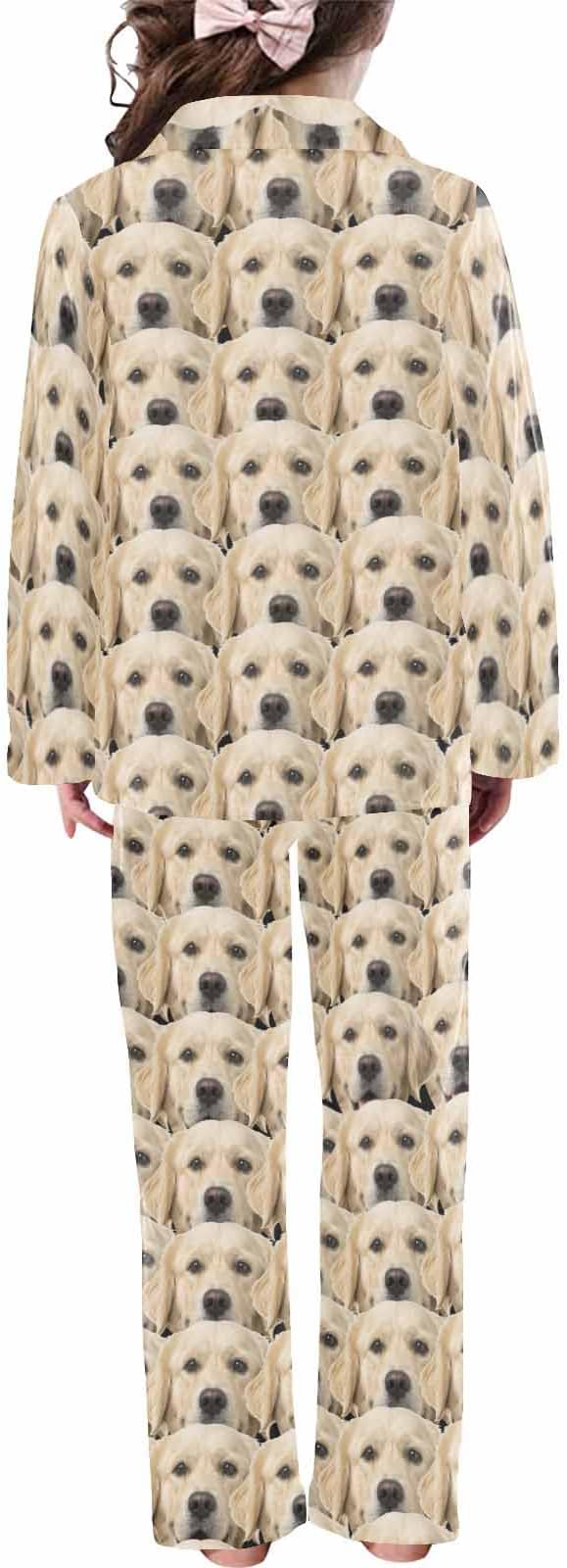 Artsadd Girls Pajamas Set Custom Face Pet Photo Long Sleeve Sleepwear - Image 2