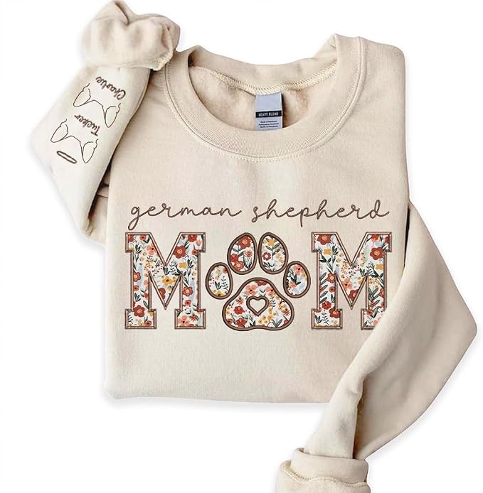 CHILLEVER Personalized Embroidered Dog Mom Sweatshirt, Dog Mama Crewneck by Unknown