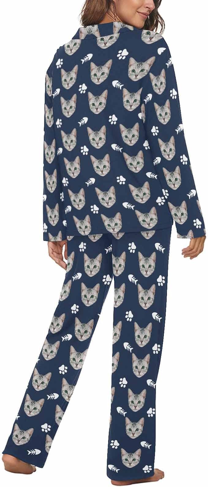 MyPupSocks Custom Face Pajamas for Women Set, Personalized Photo Long Sleepwear - Image 2