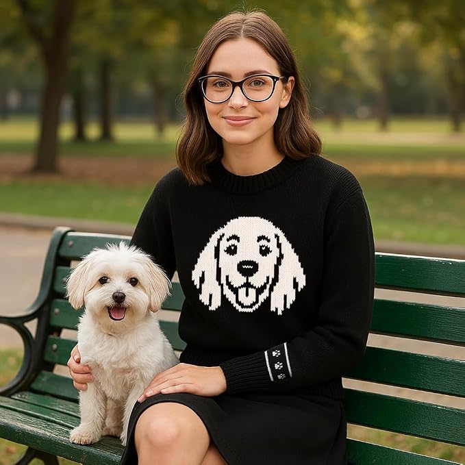 Custom Dog Knit Sweater for Women Personalized Pet Paw Print Pullover Dog Mom - Image 5