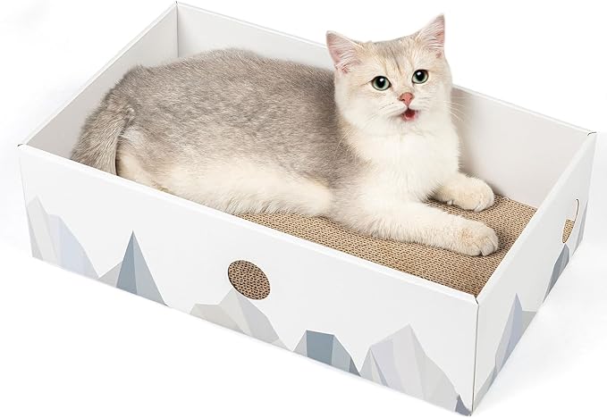 Cat Scratcher Box with Heavy-Duty Double-Sided Cardboard Pad, Cardboard Lounger by Conlun