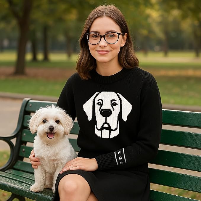Custom Dog Knit Sweater for Women Personalized Pet Paw Print Pullover Dog Mom - Image 5