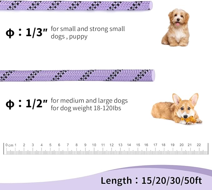 Long Dog Leash for Training 15Ft-Reflective Nylon Rope - Image 4