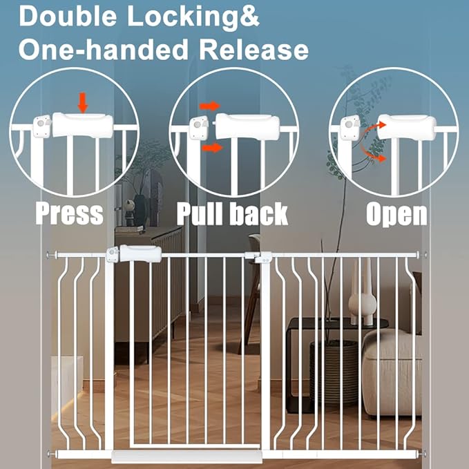 Safety Baby Gates for Doorway Stairs 43.5-48 Inch Extra Wide Child Gate for Kid - Image 3