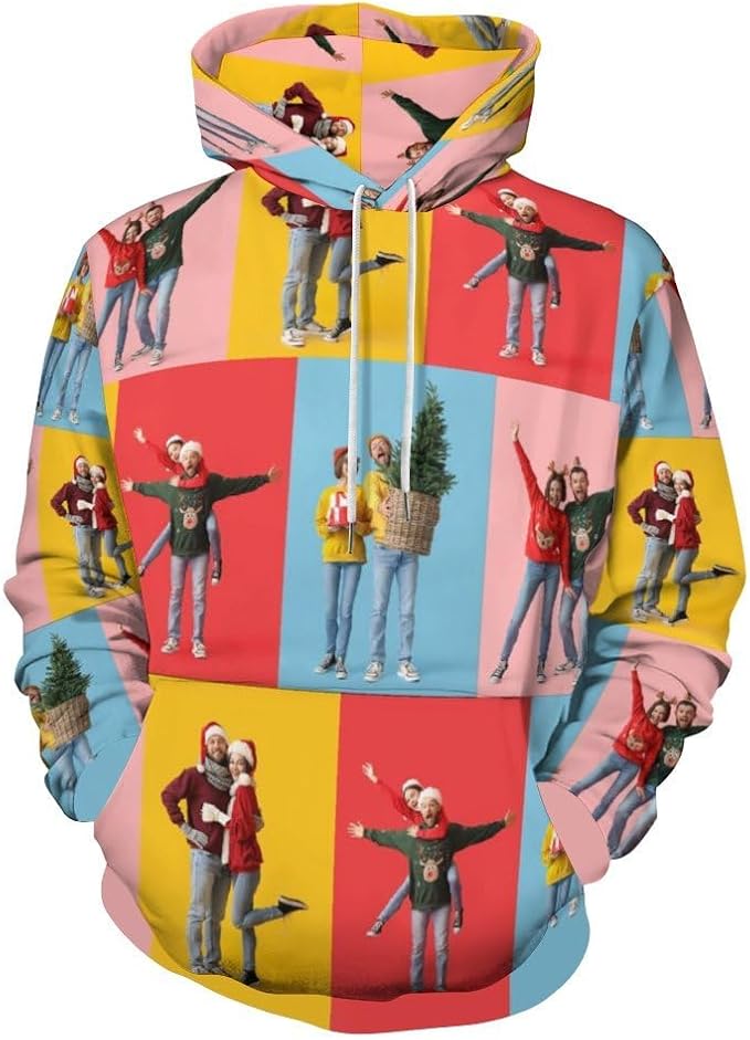 Artsadd Custom Face Unisex athletic Pockets Sweatshirt Loose Hoodie Custom by Artsadd