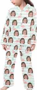 Artsadd Girls Pajamas Set Custom Face Pet Photo Long Sleeve Sleepwear by Artsadd