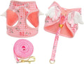 Dog Harness and Leash Set with Angle Wings, Pet Adjustable Mesh Vest Harness by BECHANMIG