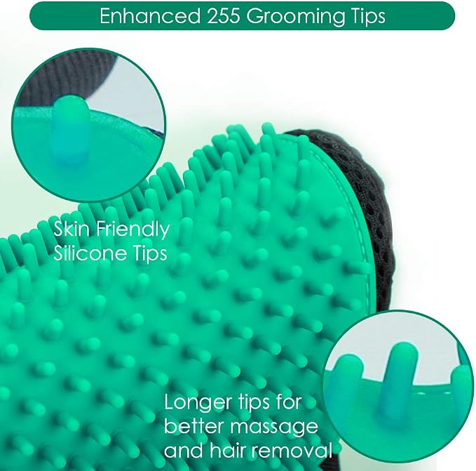 DELOMO Pet Hair Remover Gloves, 255 Tips, Deshedding Glove - Image 3
