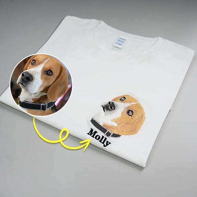 Custom Dog Portrait Embroidered Sweatshirt Pet Photo Embroidery Design Your Pet - Image 5