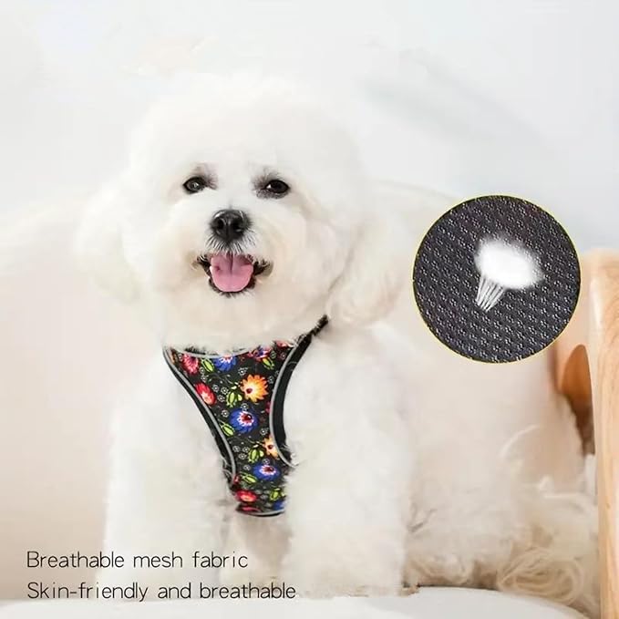 Step in Dog Harness No Pull Flower Adjustable Soft Mesh Padded Reflective Pet - Image 4