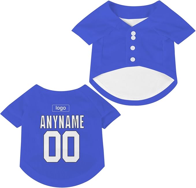 Custom Pet Dog Baseball Jersey Personalized Dog&Cat Jersey Printed Text Logo by Lonhooker