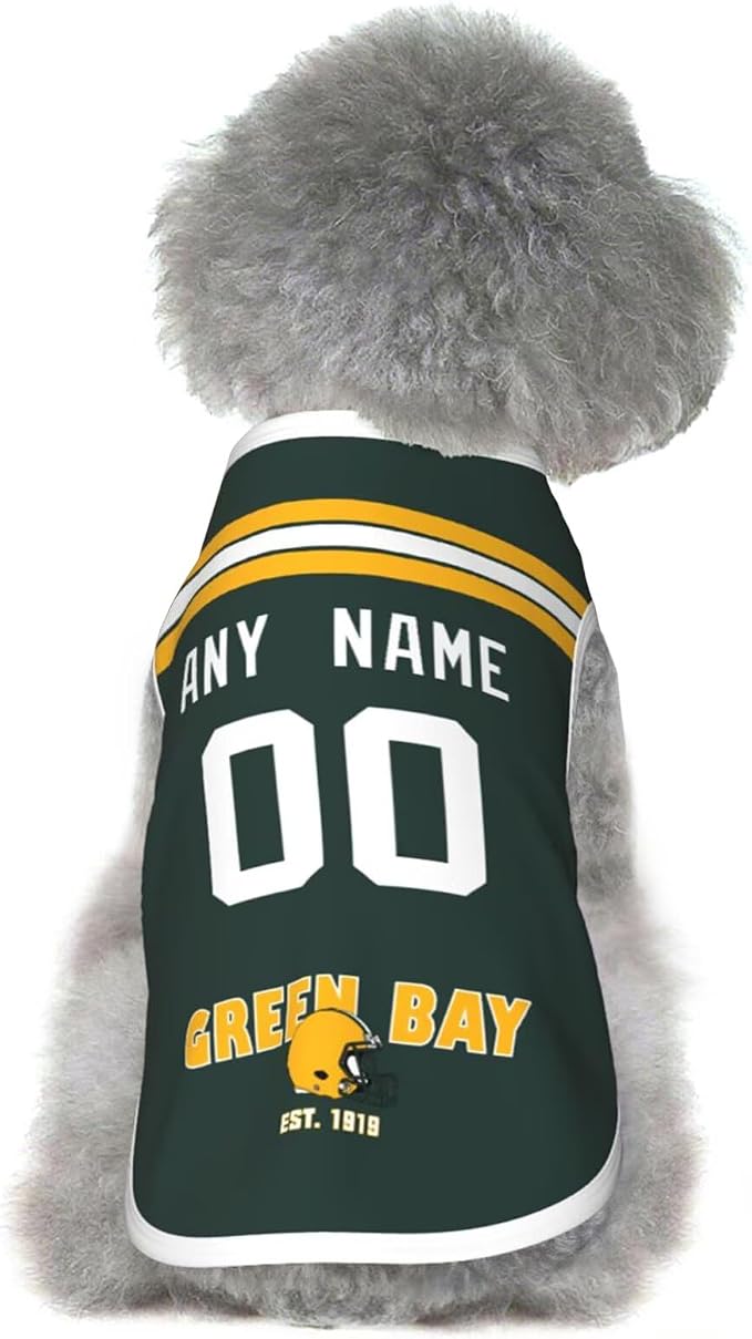 Green Bay Dog Clothes Jersey Pet Jersey Customized Any Name & Number S-5XL by Tiffur