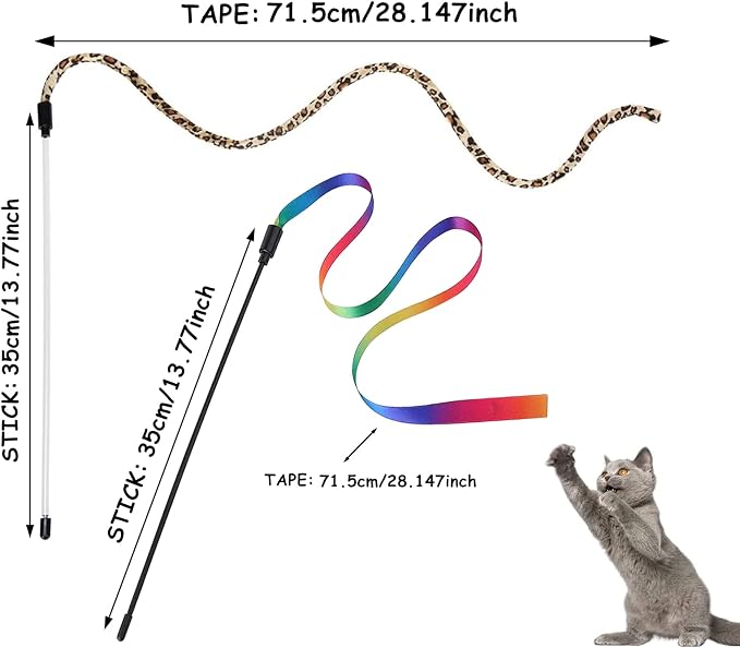 Andiker Cat Wand Teaser Toys，2Pcs Plastic Rainbow Cat Interactive Toys - Image 4