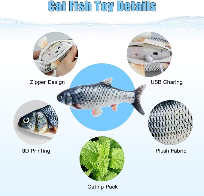 TOOGE 2 Pack 9" Floppy Fish Cat Toys - Image 2
