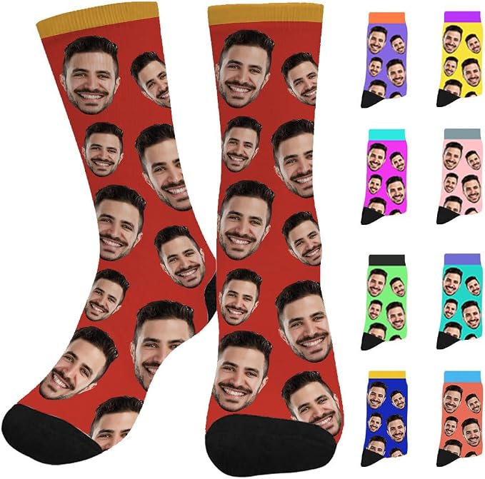 Artsadd Custom Face Socks for Women Men Cat Dog Lovers, Customized Unisex Funny by Artsadd