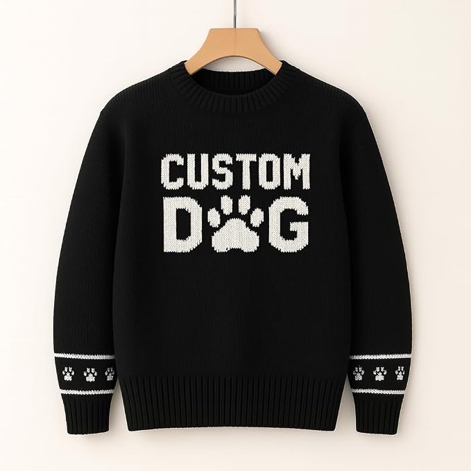 Custom Dog Knit Sweater for Women Personalized Pet Paw Print Pullover Dog Mom - Image 4