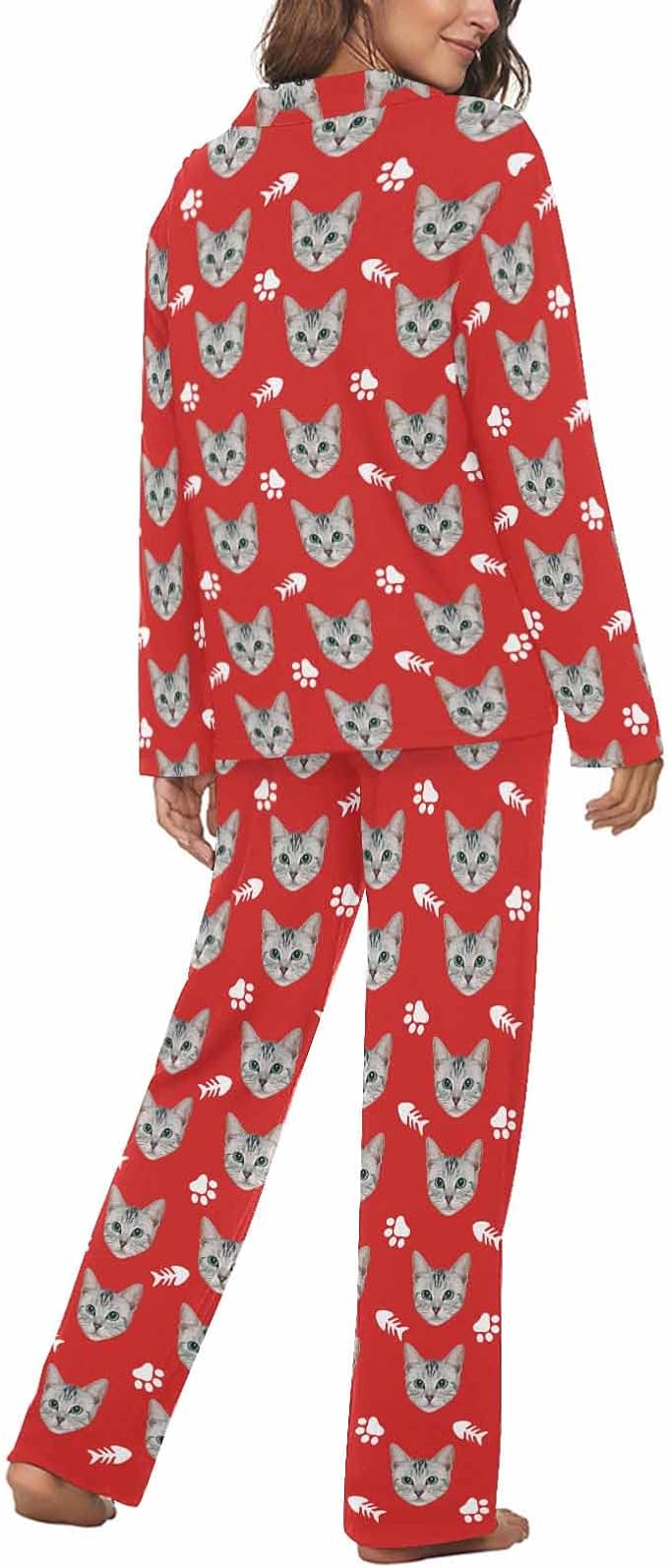 MyPupSocks Custom Face Pajamas for Women Set, Personalized Photo Long Sleepwear - Image 2