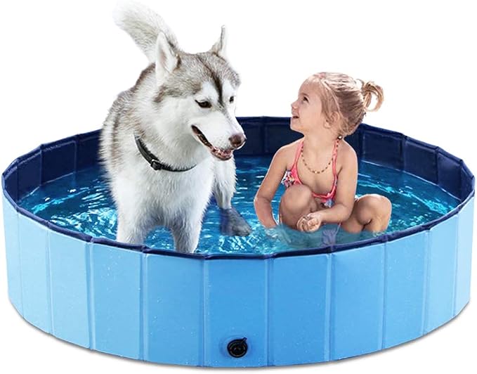 Jasonwell Foldable Dog Pet Bath Pool Collapsible Dog Pet Pool Bathing Tub Kiddie Pool Doggie Wading Pool for Puppy Small Medium Large Dogs Cats and Kids 48" Blue by Jasonwell