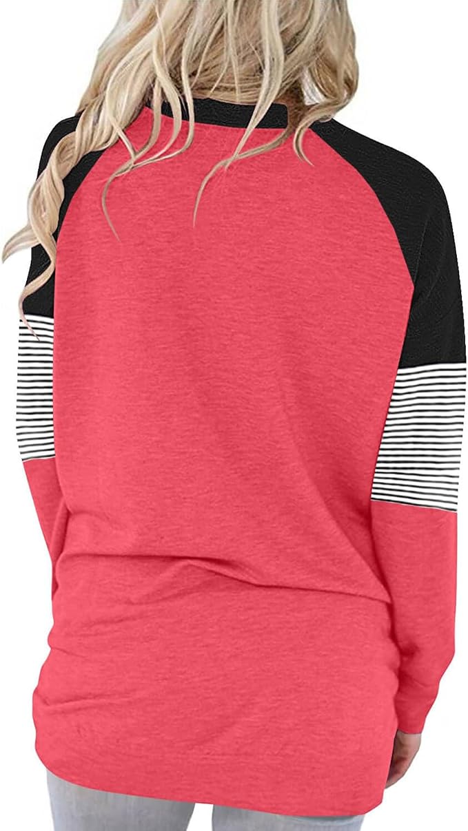 Akihoo Womens Casual Long Sleeve Tunic Tops Crew Neck Shirt Blouses - Image 3