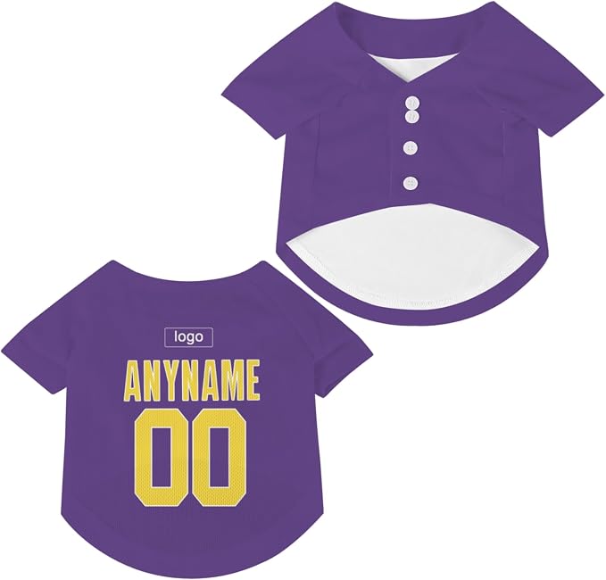 Custom Pet Dog Baseball Jersey Personalized Dog&Cat Jersey Printed Text Logo by Lonhooker