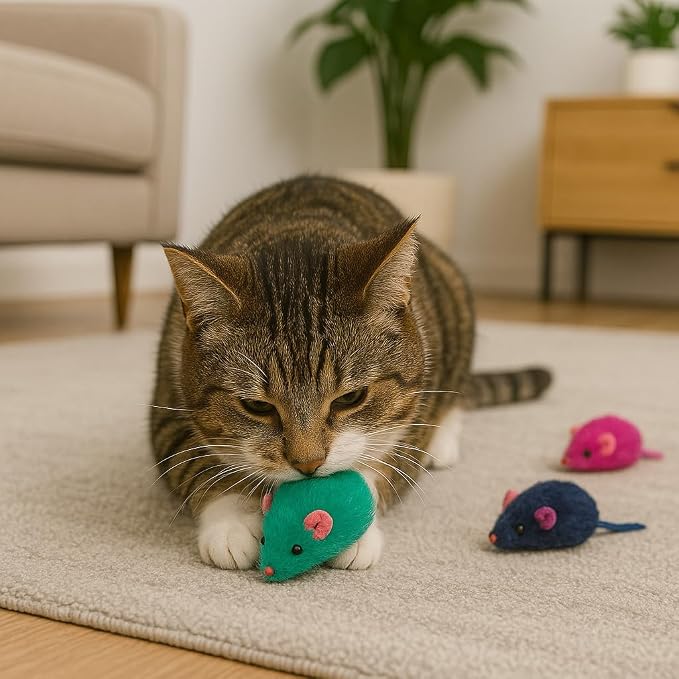 SPOT Colored Plush Catnip Mice Toys – 12-Pack of 4.5-Inch Rattle Mice – - Image 3