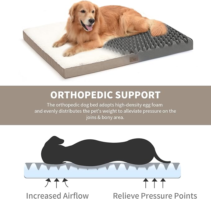 Orthopedic Dog Bed for Large Dogs, Plush Washable Pet Bed for Large Size Dogs - Image 2